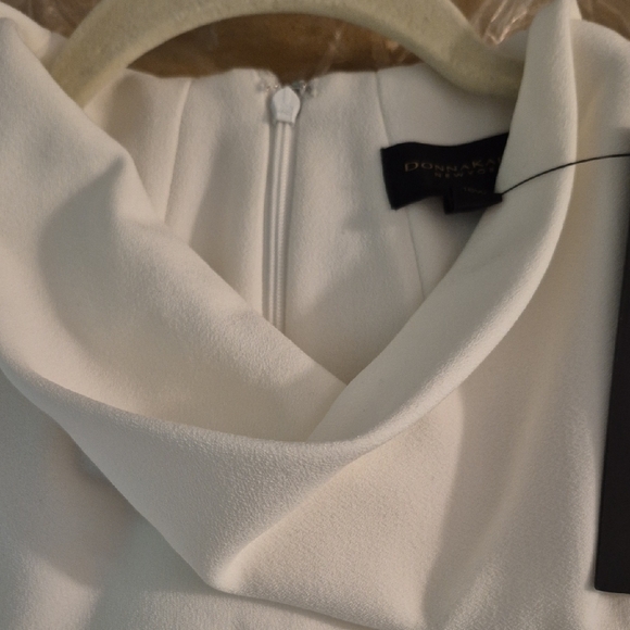 Donna Karan White Cowl Neck A-Line Midi Dress - Picture 6 of 8